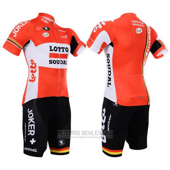 2015 Fahrradbekleidung Lotto Soudal Wei Rot Trikot Kurzarm und Tragerhose